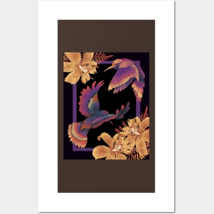 Hummingbirds with Tiger Lilies Posters and Art